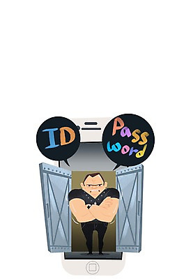 PSD 남자 인터넷 일러스트 한명 사람 성인 보안관 암호 보호 비밀 보안 철문 해킹 아이디 국내일러스트 직업 1 컨셉 안전 문 파일형식