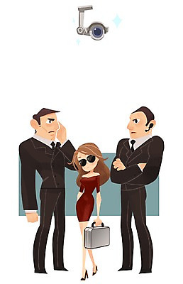 PSD 여자 남자 인터넷 가방 일러스트 사람 성인 세명 범죄 보안관 보호 비밀 보안 경호원 감시카메라 해킹 성인만 국내일러스트 직업 잡화 컨셉 안전 카메라 파일형식