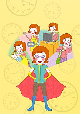 PSD 여자 일러스트 요리 사람 여러명 성인 선글라스 육아 아기 업무 망토 슈퍼맘 워킹맘 여자만 국내일러스트 안경 다수 엄마 작업 비즈니스우먼 주부 파일형식