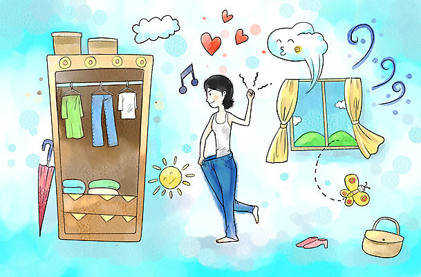 PSD 여자 신발 다이어트 가방 일러스트 우산 창문 집안 실내 한명 사람 성인 청바지 장롱 몸무게 감량 국내일러스트 1 잡화 가구 바지 건강 내부 파일형식