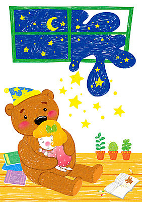 PSD 식물 여자 별 화분 어린이 일러스트 창문 실내 한명 사람 소녀 책 장난감 곰인형 달 잠 즐거움 어린이세상 소녀한명만 국내일러스트 자연요소 1 감정 인형 내부 여자한명만 소녀만 파일형식