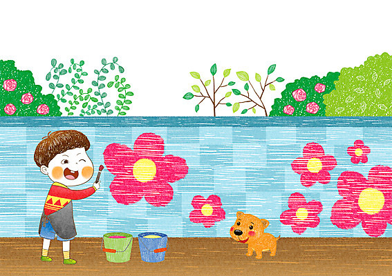 주간 PSD 나무 식물 남자 꽃 어린이 일러스트 한명 사람 소년 야외 담장 붓 그리기 강아지 낙서 즐거움 그림 어린이세상 페인트통 소년한명만 국내일러스트 자연요소 1 감정 모션 통 반려동물 페인트 개 남자한명만 소년만 파일형식