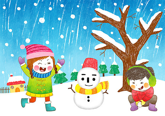 주간 PSD 나무 식물 계절 여자 남자 어린이 겨울 일러스트 눈사람 주택 사람 야외 두명 눈 즐거움 어린이세상 어린이만 국내일러스트 자연요소 감정 날씨 건물 파일형식