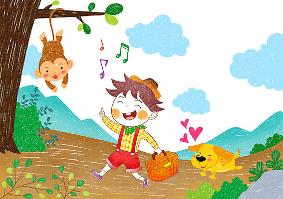 주간 PSD 나무 식물 동물 남자 어린이 일러스트 산 한명 사람 소년 야외 소풍 바구니 등산 원숭이 강아지 즐거움 어린이세상 소년한명만 국내일러스트 자연요소 1 감정 포유류 반려동물 야외활동 트래킹 개 남자한명만 소년만 파일형식