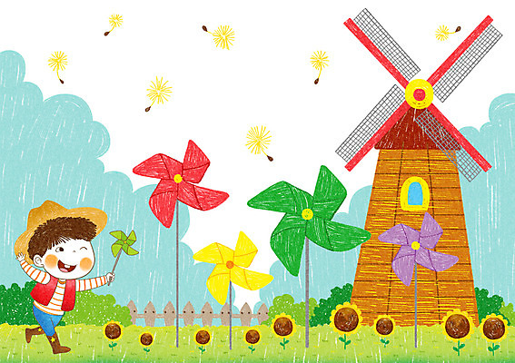 주간 PSD 식물 구름 남자 꽃 어린이 일러스트 해바라기 한명 사람 소년 야외 풍차 바람개비 즐거움 어린이세상 민들레홀씨 소년한명만 국내일러스트 자연요소 1 감정 민들레 남자한명만 소년만 파일형식