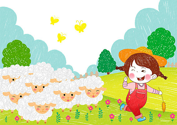 주간 PSD 나무 식물 동물 구름 여자 꽃 어린이 나비 여러마리 일러스트 한명 사람 소녀 야외 양 양치기 즐거움 밀짚모자 어린이세상 양떼 소녀한명만 국내일러스트 자연요소 직업 모자_잡화 1 감정 다수 곤충 포유류 여자한명만 소녀만 파일형식
