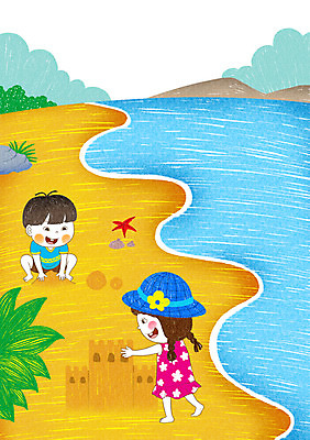 주간 PSD 식물 구름 모자 여자 남자 어린이 바다 일러스트 조개 불가사리 사람 해변 야외 두명 모래사장 돌_바위 바위 즐거움 어린이세상 모래성 어린이만 국내일러스트 자연요소 잡화 감정 모래 어패류 극피동물 파일형식