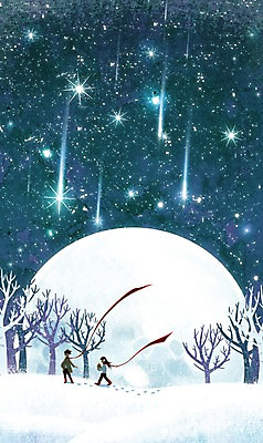 전신 PSD 나무 사계절 계절 여자 남자 별 백그라운드 겨울 일러스트 밤하늘 사람 풍경 소년 두명 걷기 목도리 달 유성 감성 겨울배경 국내일러스트 자연요소 식물 잡화 어린이 컨셉 모션 하늘 야간 파일형식