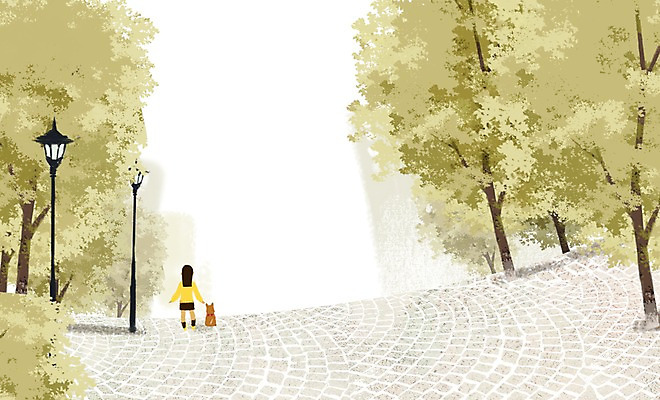 전신 PSD 나무 동물 한마리 사계절 계절 여자 길 백그라운드 가로등 일러스트 한명 사람 풍경 걷기 산책 가을 강아지 감성 여자만 여자한명만 가을배경 국내일러스트 식물 1 공공시설 컨셉 모션 휴식 반려동물 개 파일형식 가을_계절