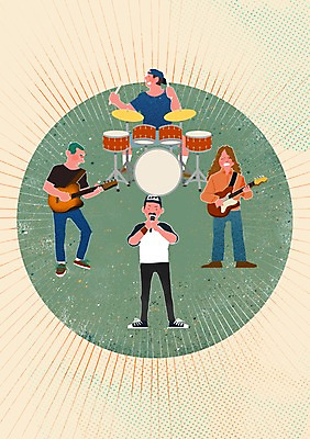 전신 PSD 남자 문화 예술 악기 음악 연주 일러스트 문화예술 서기 사람 여러명 성인 기타 밴드 드럼 락 베이스 성인남자만 국내일러스트 다수 모션 현악기 타악기 로큰롤 남자만 성인만 파일형식