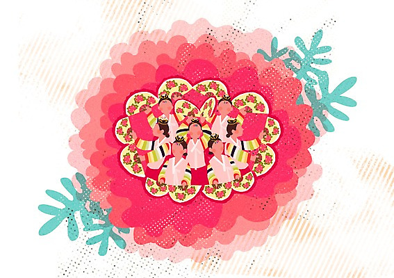 전신 PSD 여자 문화 예술 꽃무늬 일러스트 문화예술 한명 서기 사람 성인 댄서 춤 부채 부채춤 국내일러스트 직업 1 꽃 무늬 모션 전통공연 전통무용 파일형식