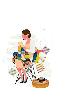 전신 PSD 여자 문화 예술 일러스트 문화예술 사람 앉기 성인 바구니 바느질 수공예 퀼트 여자만 성인여자만 성인만 국내일러스트 모션 공예 파일형식