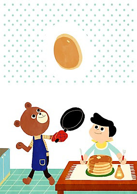 전신 PSD 동물 한마리 남자 어린이 일러스트 곰 탁자 함께함 요리 한명 서기 사람 소년 프라이팬 순수 팬케이크 소통 소년한명만 국내일러스트 1 가구 컨셉 포유류 모션 주방용품 케이크 남자한명만 소년만 파일형식