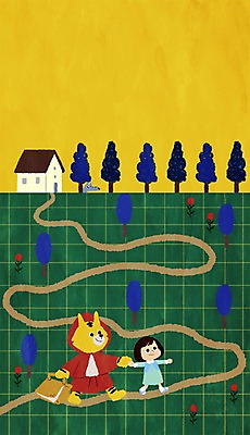 전신 PSD 나무 식물 동물 여자 꽃 길 어린이 두마리 가방 일러스트 주택 함께함 한명 사람 소녀 걷기 마을 호랑이 순수 늑대 소통 빨간망토 소녀한명만 국내일러스트 1 잡화 컨셉 2 포유류 모션 건물 망토 여자한명만 소녀만 파일형식