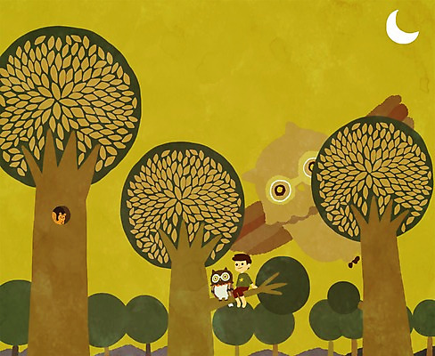 전신 PSD 나무 식물 동물 남자 어린이 일러스트 함께함 세마리 한명 사람 앉기 소년 달 순수 다람쥐 부엉이 소통 소년한명만 국내일러스트 자연요소 1 컨셉 모션 조류 3 설치류 남자한명만 소년만 파일형식