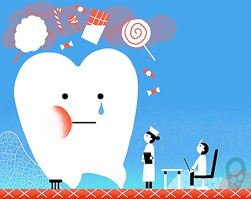 PSD 여자 남자 일러스트 치과 병원 사탕 사람 성인 두명 치료 초콜릿 간호사 의사 도움 치아 보호 눈물 솜사탕 충치 국내일러스트 감정 컨셉 의학 디저트 의료진 소화기관 질병 파일형식