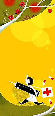 전신 PSD 남자 일러스트 병원 주사기 한명 들기 사람 성인 치료 달리기 약 의사 도움 바이러스 보호 국내일러스트 1 컨셉 의학 의료기기 모션 의료진 파일형식