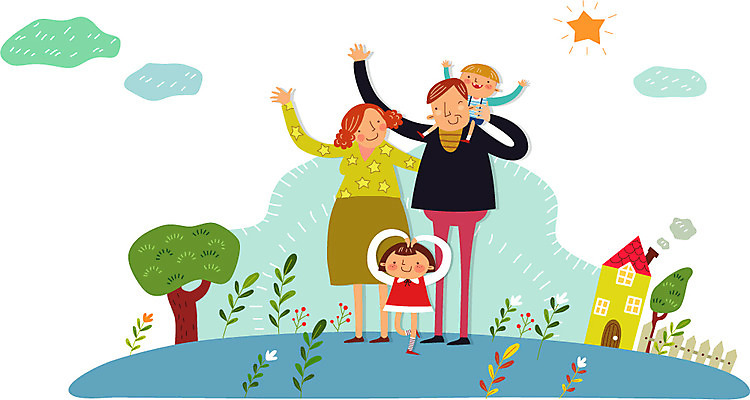 나무 식물 구름 여자 남자 딸 행복 별 아들 어린이 일러스트 가족 엄마 주택 함께함 사람 여러명 성인 울타리 화목 아빠 가정의달 국내일러스트 AI파일 자연요소 감정 다수 컨셉 관계 건물 담장 5월 파일형식 벡터