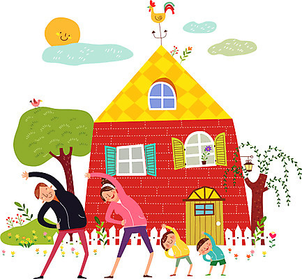 전신 나무 식물 구름 여자 남자 꽃 딸 행복 아들 어린이 일러스트 가족 엄마 주택 함께함 건강 서기 사람 여러명 성인 울타리 운동 문 스트레칭 화목 아빠 체조 가정의달 국내일러스트 AI파일 자연요소 감정 다수 컨셉 관계 모션 건물 담장 5월 파일형식 벡터