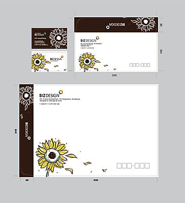 식물 템플릿 꽃잎 꽃 명함 명함템플릿 해바라기 봉투 서류봉투 편지봉투 사람없음 세트 패키지 봉투템플릿 우편봉투 비즈디자인 이미지템플릿 AI파일 편지 우편물 파일형식 벡터