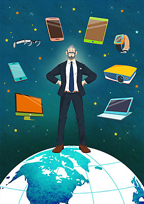 PSD 남자 별 지구 중년 일러스트 한명 사람 정장 성인 노트북 스마트폰 스마트기기 컴퓨터 태블릿 우주 비즈니스맨 열정 웨어러블 국내일러스트 자연요소 1 옷 감정 비즈니스 전자제품 핸드폰 직장인 파일형식