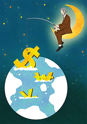 PSD 남자 별 지구 중년 일러스트 비즈니스 낚시 한명 사람 성인 우주 달러 달 비즈니스맨 화폐기호 엔 낚싯대 열정 국내일러스트 자연요소 1 기호 감정 돈 레저 직장인 낚시용품 화폐 파일형식