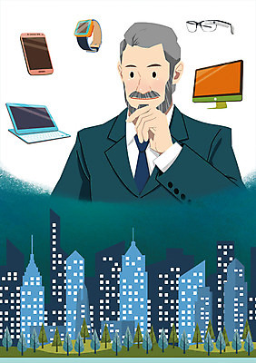 PSD 남자 중년 일러스트 비즈니스 한명 사람 빌딩 성인 노트북 스마트폰 스마트기기 모니터 비즈니스맨 열정 웨어러블 국내일러스트 1 감정 건물 전자제품 핸드폰 컴퓨터 직장인 파일형식