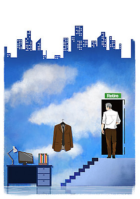 PSD 구름 남자 중년 일러스트 한명 사람 정장 빌딩 성인 계단 모니터 스탠드 비즈니스맨 은퇴 책상 열정 비상구 국내일러스트 자연요소 1 옷 감정 가구 비즈니스 조명 건물 컴퓨터 직장인 파일형식