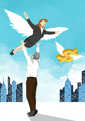 PSD 여자 남자 중년 날개 일러스트 사람 정장 빌딩 성인 두명 달러 비행 도시 도움 비즈니스맨 비즈니스우먼 열정 중년만 국내일러스트 옷 감정 컨셉 돈 비즈니스 건물 직장인 성인만 파일형식