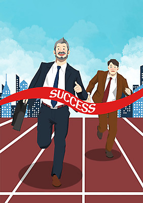 PSD 구름 남자 중년 일러스트 하늘 성공 사람 정장 빌딩 성인 두명 달리기 경쟁 비즈니스맨 트랙 열정 성인남자만 중년만 중년남자만 국내일러스트 자연요소 옷 감정 컨셉 비즈니스 모션 건물 직장인 남자만 성인만 파일형식