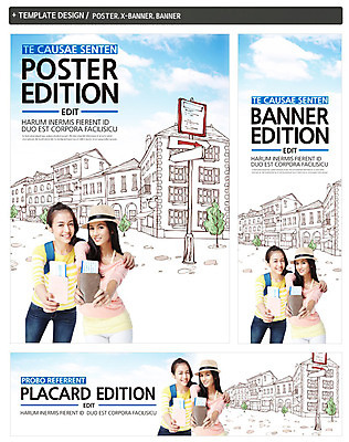 PSD 외국인 템플릿 배너 배너템플릿 여자 가로배너 ZIP 포스터 세로배너 여행 하늘 서기 들기 사람 상반신 성인 두명 앞모습 친구 세트 현수막 표지판 티켓 여권 여자만 성인여자만 성인만 뷰포인트 관계 모션 알림판 인종 가로 세로 파일형식