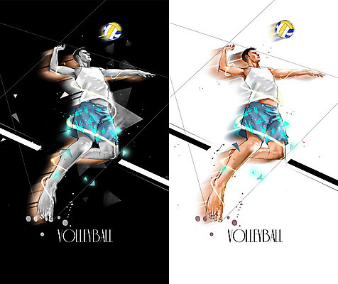 PSD 남자 스포츠 포즈 백그라운드 이동 일러스트 공 사람 성인 두명 점프 표현 비치발리볼 역동적 배구공 성인남자만 국내일러스트 스포츠용품 컨셉 모션 비치볼 배구 남자만 성인만 파일형식