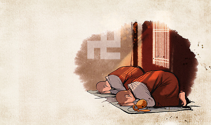 PSD 남자 종교 백그라운드 불교 일러스트 실내 수묵화 사람 성인 두명 기도 신비 승려 중 승 성인남자만 국내일러스트 컨셉 미술 내부 성직자 남자만 성인만 파일형식