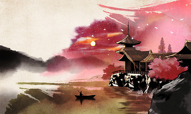 주간 PSD 계절 남자 실루엣 종교 백그라운드 불교 일러스트 수묵화 한명 사람 풍경 성인 야외 봄 벚꽃 사찰 신비 승려 뱃사공 중 철새 승 선박 봄배경 국내일러스트 자연요소 1 꽃 컨셉 수상교통 종교건축 조류 촬영기법 미술 성직자 파일형식