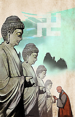 주간 PSD 남자 종교 백그라운드 불교 일러스트 산 수묵화 한명 사람 성인 야외 기도 신비 승려 부처 중 합장 돌부처 승 국내일러스트 자연요소 1 컨셉 미술 손짓 성직자 파일형식