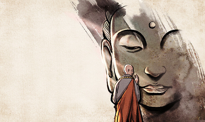 PSD 남자 종교 백그라운드 불교 일러스트 수묵화 한명 사람 성인 기도 신비 승려 명상 부처 중 돌부처 승 국내일러스트 1 컨셉 미술 성직자 파일형식