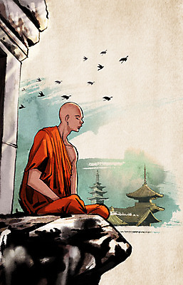 주간 PSD 남자 종교 백그라운드 불교 일러스트 조류 수묵화 한명 사람 성인 야외 신비 승려 중 철새 승 국내일러스트 자연요소 동물 1 컨셉 미술 성직자 파일형식