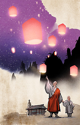 PSD 남자 종교 어린이 백그라운드 불교 일러스트 산 수묵화 사람 풍경 성인 야외 두명 탑 사찰 야간 신비 승려 동자승 연등 중 승 남자만 국내일러스트 자연요소 건축물 컨셉 종교건축 미술 등불 성직자 불교용품 파일형식