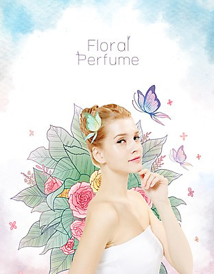 PSD 서양인 외국인 식물 편집이미지 여자 꽃 나비 포토일러 한명 사람 성인 뷰티 순수 활기 청순 여자만 여자한명만 성인여자만 성인만 이미지편집 1 곤충 컨셉 인종 파일형식