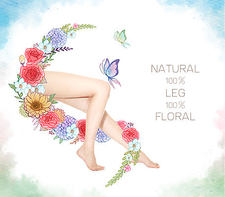 PSD 식물 편집이미지 여자 꽃 나비 포토일러 한명 사람 성인 신체부위 뷰티 다리 순수 활기 청순 여자만 여자한명만 성인여자만 성인만 이미지편집 1 곤충 컨셉 파일형식