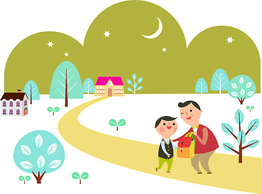 나무 식물 남자 별 길 아들 어린이 가방 일러스트 거리 주택 사람 성인 야외 두명 새싹 기쁨 달 도움 아빠 야간 하교 격려 부자지간 남자만 국내일러스트 AI파일 자연요소 잡화 감정 컨셉 가족 모션 건물 등하교 파일형식 벡터