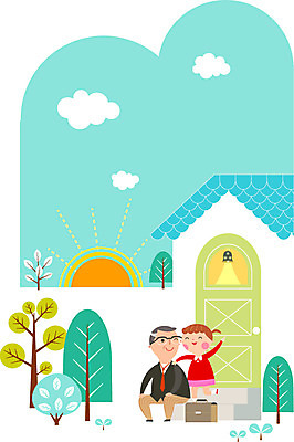 주간 나무 식물 여자 남자 딸 어린이 일러스트 응원 주택 사람 성인 야외 일몰 기쁨 아빠 퇴근 격려 국내일러스트 AI파일 자연요소 감정 가족 모션 건물 노을 출퇴근 파일형식 벡터