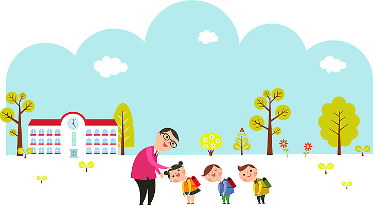 주간 나무 식물 학생 여자 남자 어린이 일러스트 학교 사람 여러명 성인 야외 교사 기쁨 인사 감사 격려 국내일러스트 AI파일 자연요소 직업 교육 감정 다수 모션 예절 파일형식 벡터