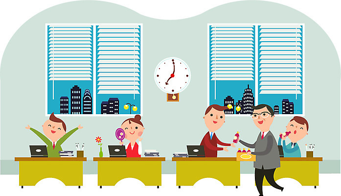 여자 남자 일러스트 창문 휴식 사람 여러명 성인 노트북 사무실 기쁨 직장인 책상 격려 야근 성인만 국내일러스트 AI파일 직업 감정 가구 다수 컨셉 비즈니스 모션 전자제품 업무 파일형식 벡터