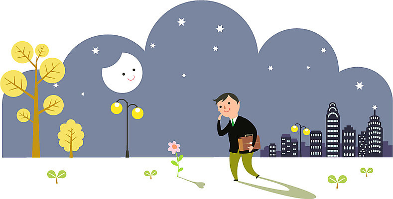 나무 식물 남자 꽃 별 가로등 일러스트 밤하늘 한명 사람 빌딩 성인 기쁨 달 도시 퇴근 격려 남자만 남자한명만 성인남자만 성인만 국내일러스트 AI파일 자연요소 1 공공시설 감정 모션 하늘 건물 야간 출퇴근 파일형식 벡터