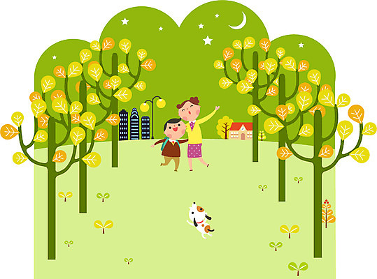 나무 식물 학생 여자 남자 별 아들 어린이 일러스트 엄마 어깨동무 거리 주택 사람 빌딩 성인 야외 반려동물 기쁨 달 강아지 야간 가로수 감사 하교 격려 마중 국내일러스트 AI파일 자연요소 동물 감정 포즈 가족 모션 건물 개 등하교 파일형식 벡터