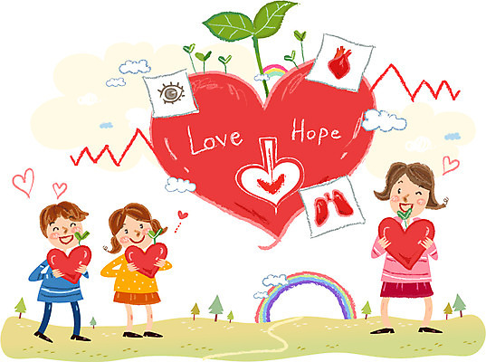 여자 남자 어린이 캠페인 무지개 일러스트 사랑 사람 성인 세명 새싹 희망 하트 봉사 복지 장기기증 국내일러스트 AI파일 자연요소 모양 식물 감정 도움 사회이슈 기부 파일형식 벡터