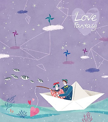 PSD 구름 커플 여자 남자 일러스트 상상 밤하늘 낚시 함께함 사랑 어류 사람 이벤트 성인 두명 물 판타지 별자리 로맨틱 하트 낚싯대 바람개비 종이배 국내일러스트 자연요소 모양 감정 컨셉 관계 하늘 레저 수중동물 낚시용품 야간 종이접기 파일형식