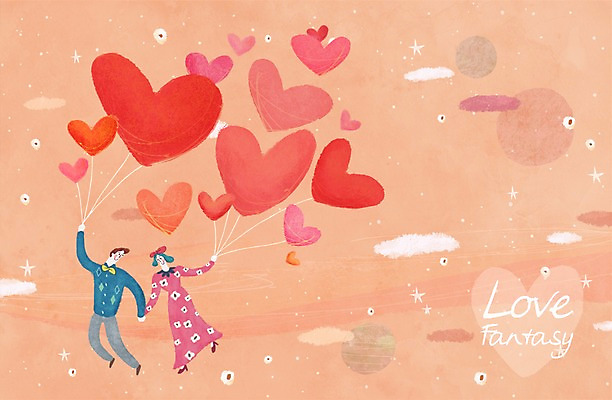 PSD 구름 커플 여자 남자 일러스트 상상 하늘 함께함 사랑 사람 이벤트 성인 두명 판타지 로맨틱 하트 비행 풍선 국내일러스트 자연요소 모양 감정 컨셉 관계 파일형식