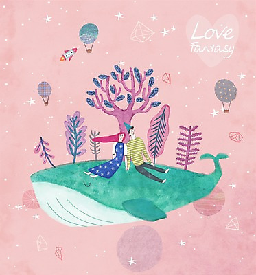 PSD 나무 식물 커플 여자 남자 섬 일러스트 상상 함께함 사랑 사람 이벤트 성인 두명 판타지 로맨틱 열기구 우주선 고래 무중력 국내일러스트 감정 컨셉 포유류 관계 항공교통 우주 수중동물 파일형식